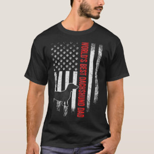Vintage American Flag Worlds Best Dachshund Dad Si T-Shirt