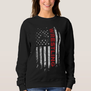 Vintage American Flag Wrestling Patriotic Wrestler Sweatshirt