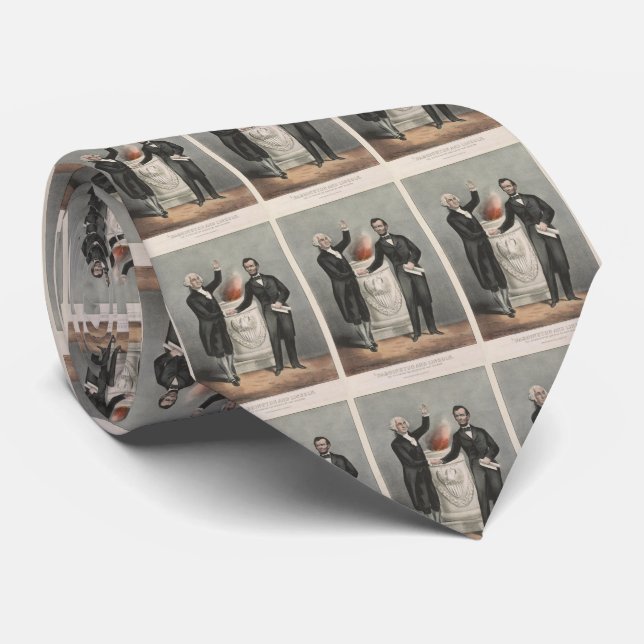 Vintage American Founding Fathers Illustration Tie (Rolled)