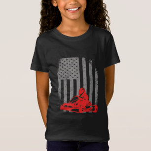 Vintage American Go Kart Racing with USA Flag T-Shirt