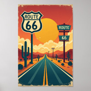 Vintage American Highway Travel Poster