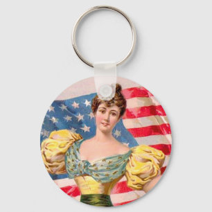 Vintage American Independence Woman Key Ring