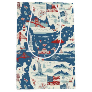 Vintage American Landmark Pattern (2) Medium Gift Bag