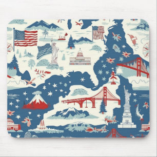 Vintage American Landmark Pattern (2) Mouse Pad