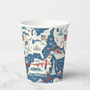 Vintage American Landmark Pattern (2) Paper Cups