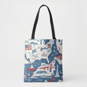 Vintage American Landmark Pattern (2) Tote Bag