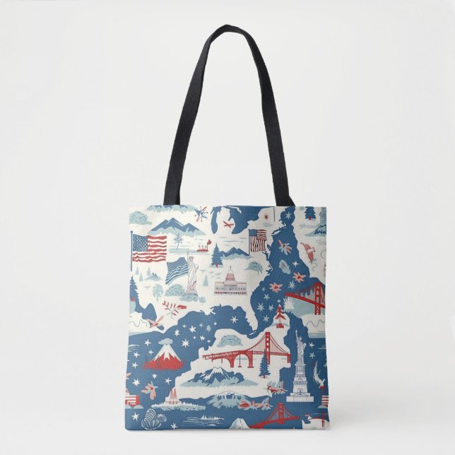 Vintage American Landmark Pattern (2) Tote Bag (Front)