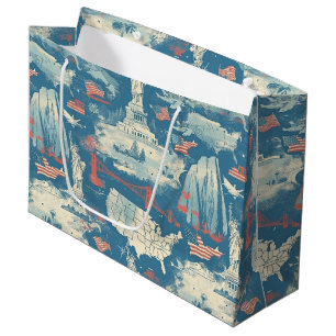 Vintage American Landmark Pattern (3) Large Gift Bag