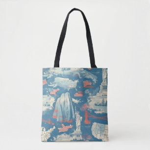 Vintage American Landmark Pattern (3) Tote Bag