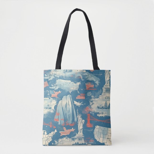 Vintage American Landmark Pattern (3) Tote Bag (Front)