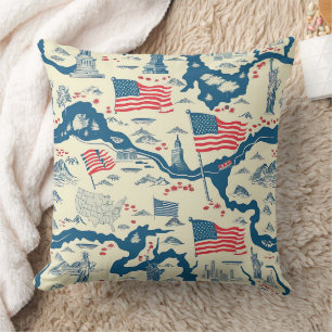 Vintage American Landmark Pattern (4) Cushion