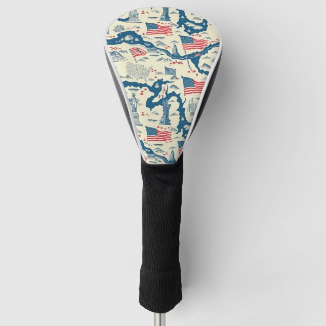 Vintage American Landmark Pattern (4) Golf Head Cover (Front)