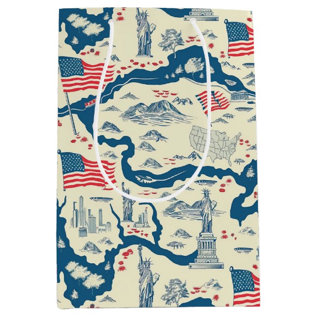 Vintage American Landmark Pattern (4) Medium Gift Bag (Front)