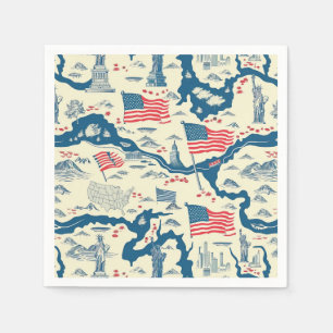 Vintage American Landmark Pattern (4) Napkin