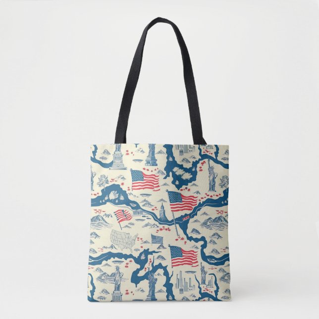 Vintage American Landmark Pattern (4) Tote Bag (Front)