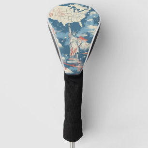 Vintage American Landmark Pattern – Liberty, USA Golf Head Cover