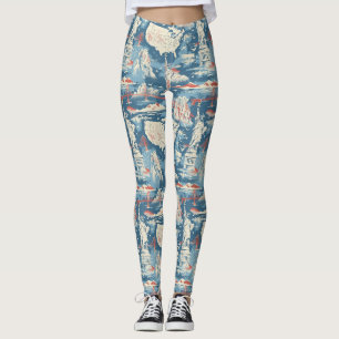 Vintage American Landmark Pattern – Liberty, USA Leggings