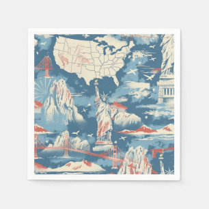 Vintage American Landmark Pattern – Liberty, USA Napkin