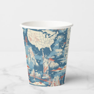 Vintage American Landmark Pattern – Liberty, USA  Paper Cups