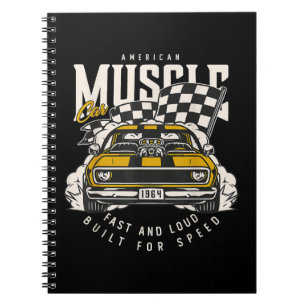 Vintage American Muscle Car Racing Flag  Notebook