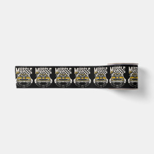 Vintage American Muscle Car Racing Flag Satin Ribbon
