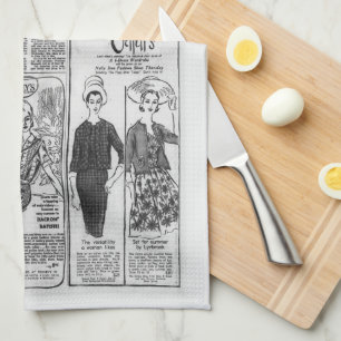 Vintage American Newspaper Kennedy 1963 Tea Towel