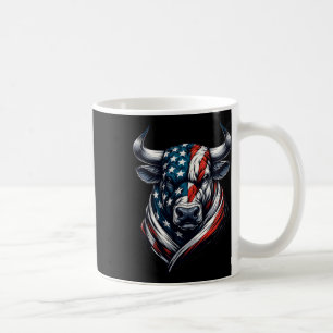 Vintage American Patriot Bull Cow 4th Of July Amer Coffee Mug