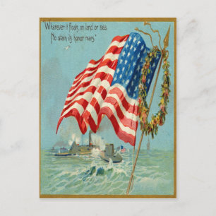 Vintage American Patriotic Military Postcard
