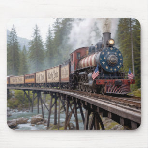 Vintage American Patriotic Train on a Trestle Mouse Pad