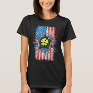 Vintage American Pickleball USA Flag 4th of July P T-Shirt