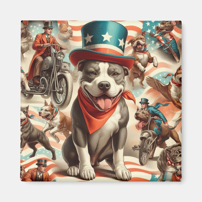 Vintage American Pit Bull Terrier Art Magnet (Front)