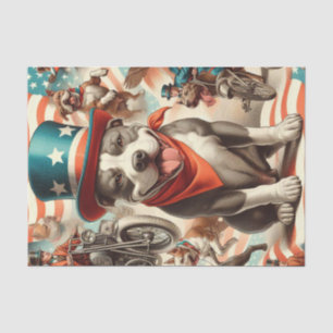 Vintage American Pit Bull Terrier Art Tissue Paper