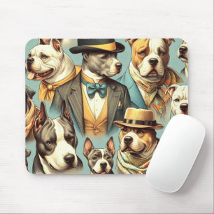 Vintage American Pit Bull Terrier Illustration Mouse Pad