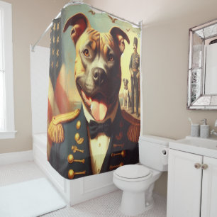 Vintage American Pit Bull Terrier Painting Shower Curtain