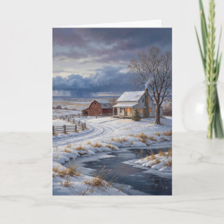 Vintage American Prairie Farm Christmas Card