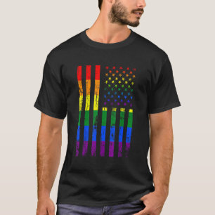 Vintage American Rainbow Pride Flag Lgbt Pride T-Shirt