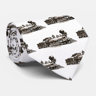 Vintage American Steam Train Locomotive on White   Tie