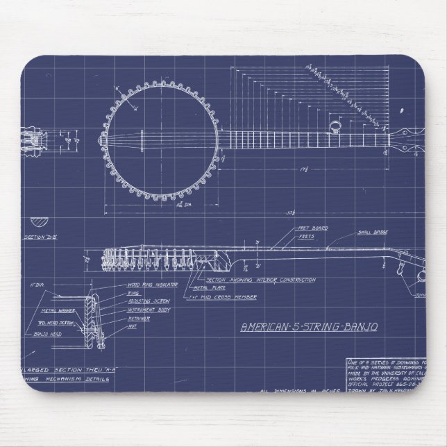 Vintage American String Banjo Mouse Pad (Front)