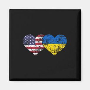 Vintage American Ukrainian Flags Hearts Love Usa U Magnet