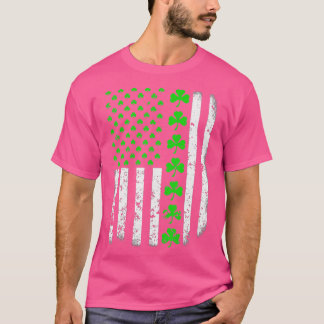 Vintage American USA Flag Shamrock GreenClover Boy T-Shirt