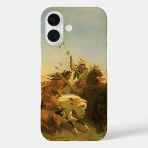 Vintage American West Art, Buffalo Hunt by Wimar iPhone 16 Case