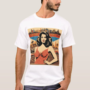 Vintage American Woman T-Shirt - Retro Style Fashi
