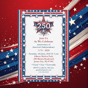Vintage Americana 250 Anniversary Stars & Stripes  Invitation