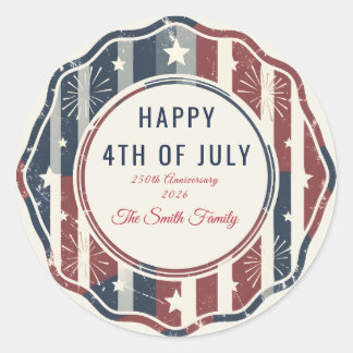Vintage Americana 4th of July Patriotic Badge Classic Round Sticker