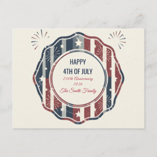Vintage Americana 4th of July Patriotic Badge  Holiday Postcard