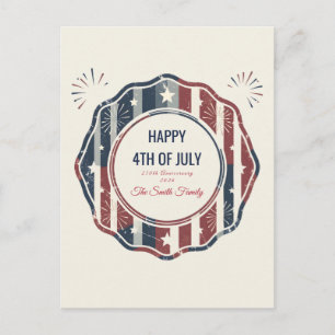 Vintage Americana 4th of July Patriotic Badge Holiday Postcard