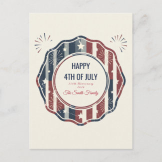 Vintage Americana 4th of July Patriotic Badge Holiday Postcard