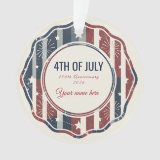 Vintage Americana 4th of July Patriotic Badge Ornament