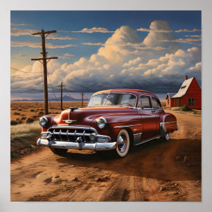 Vintage americana car digital print