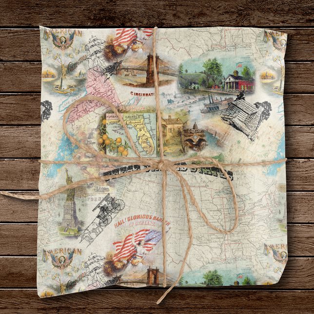 Vintage Americana Collage Tissue Paper (Creator Uploaded)
